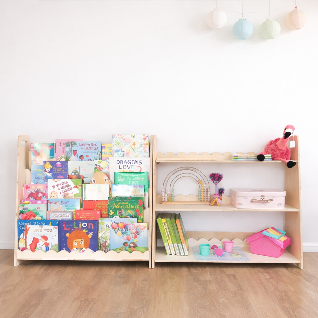 RAY+ROY – Scalloped Toy Shelf + Bookshelf