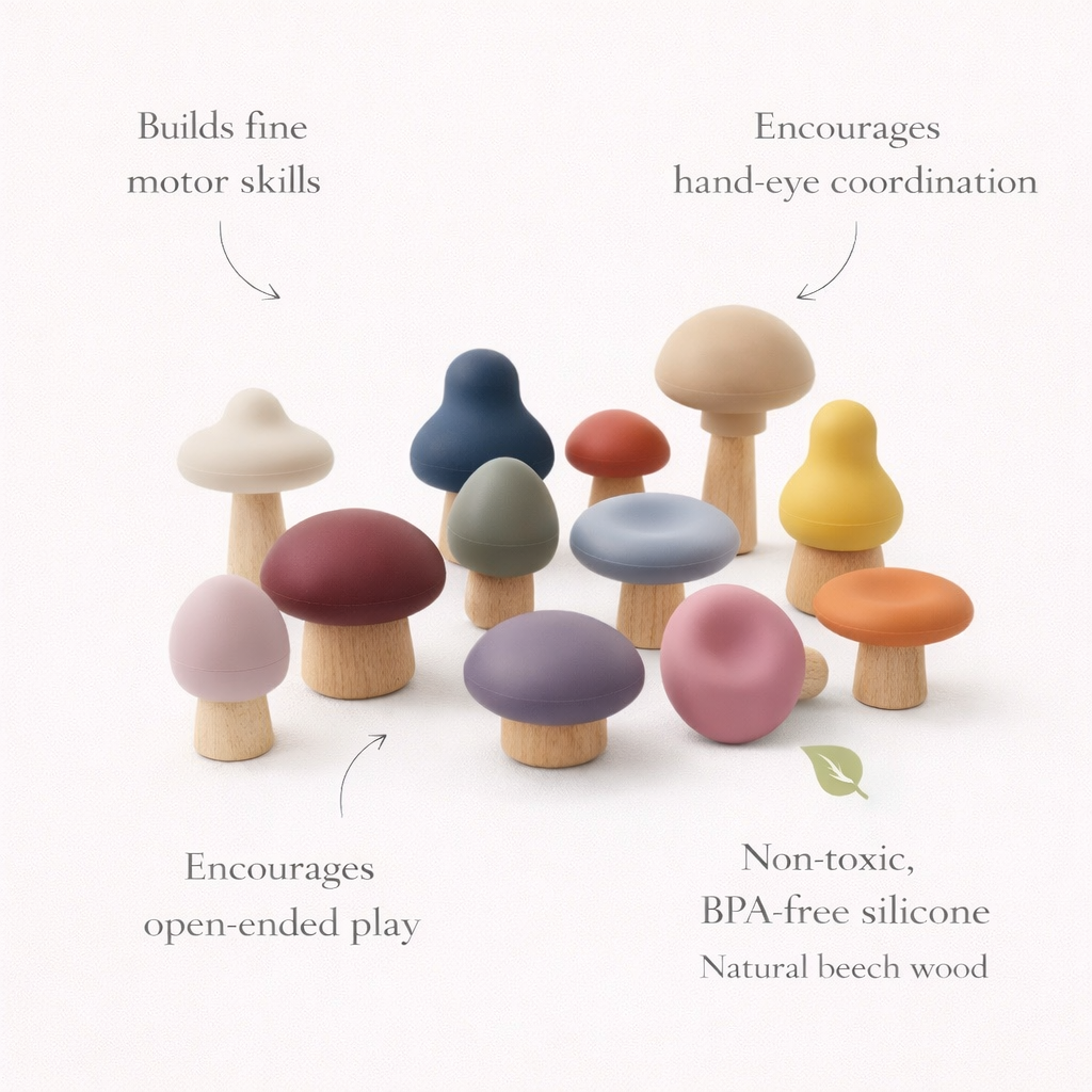 Mushroom Mix & Match Toy – 24pc | LYTL®️