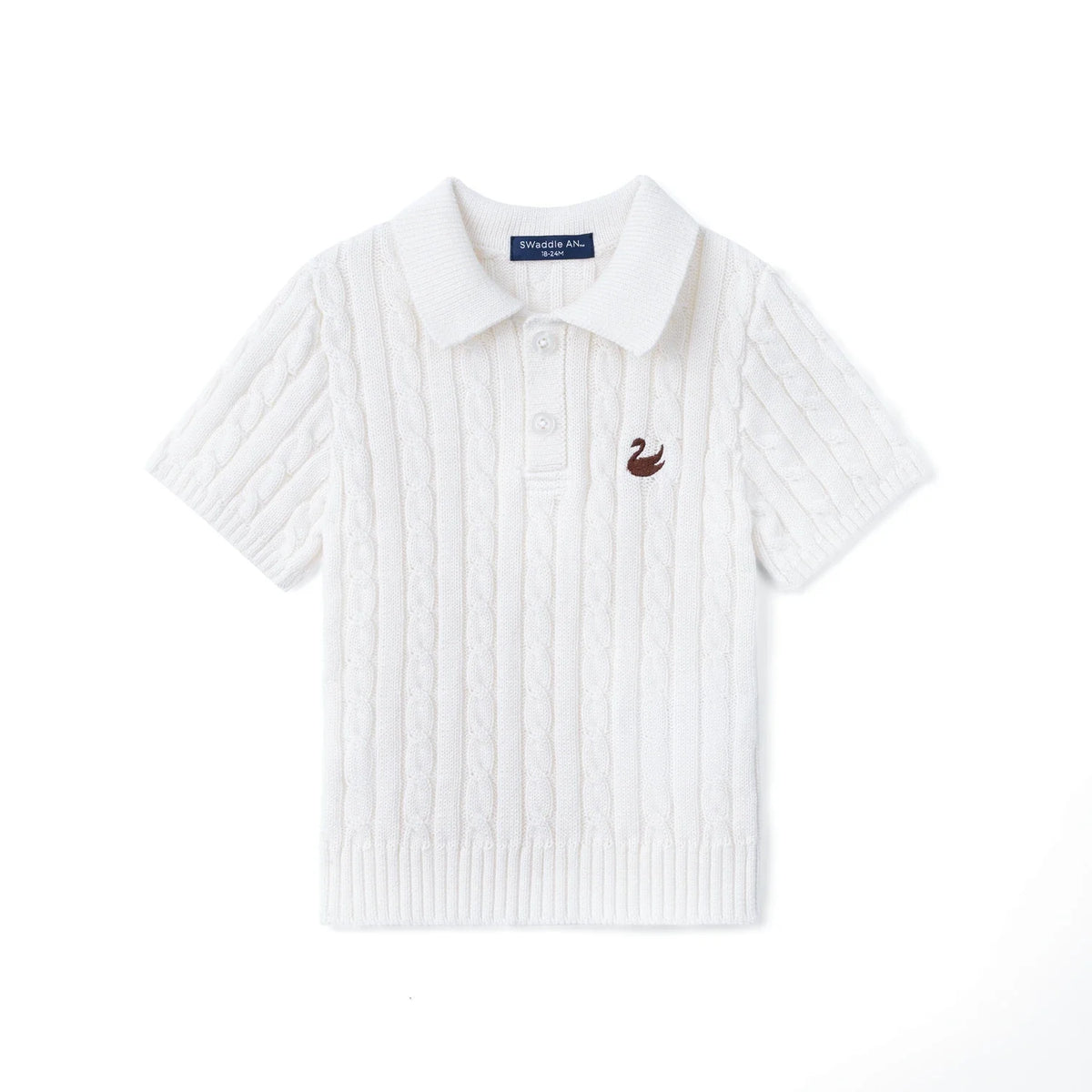 Cable Knit Polo Sweater in White