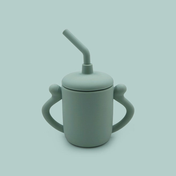 Children's Silicone Water Cup With Straw Silicone Anti – Drop Water Cup Leak – Proof Binaural Training Learning Drinking