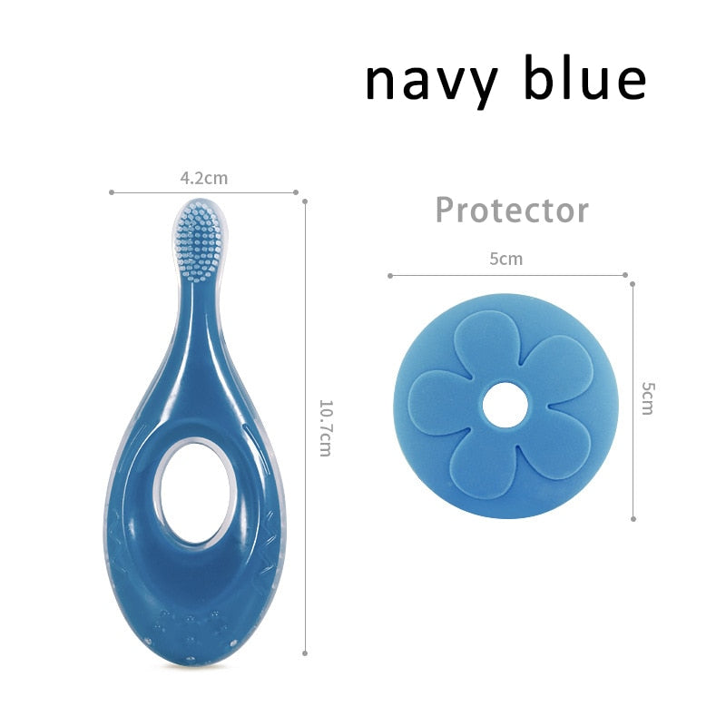 1Pcs Silicone Baby Training Toothbrush Solid Color Short Handle Baby Kids Toothbrush Cute Cartoon Baby Oral Care Toothbr
