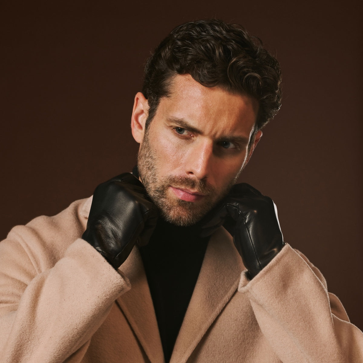 Fabio (black) – Men's classic Italian lambskin leather gloves with pure silk lining