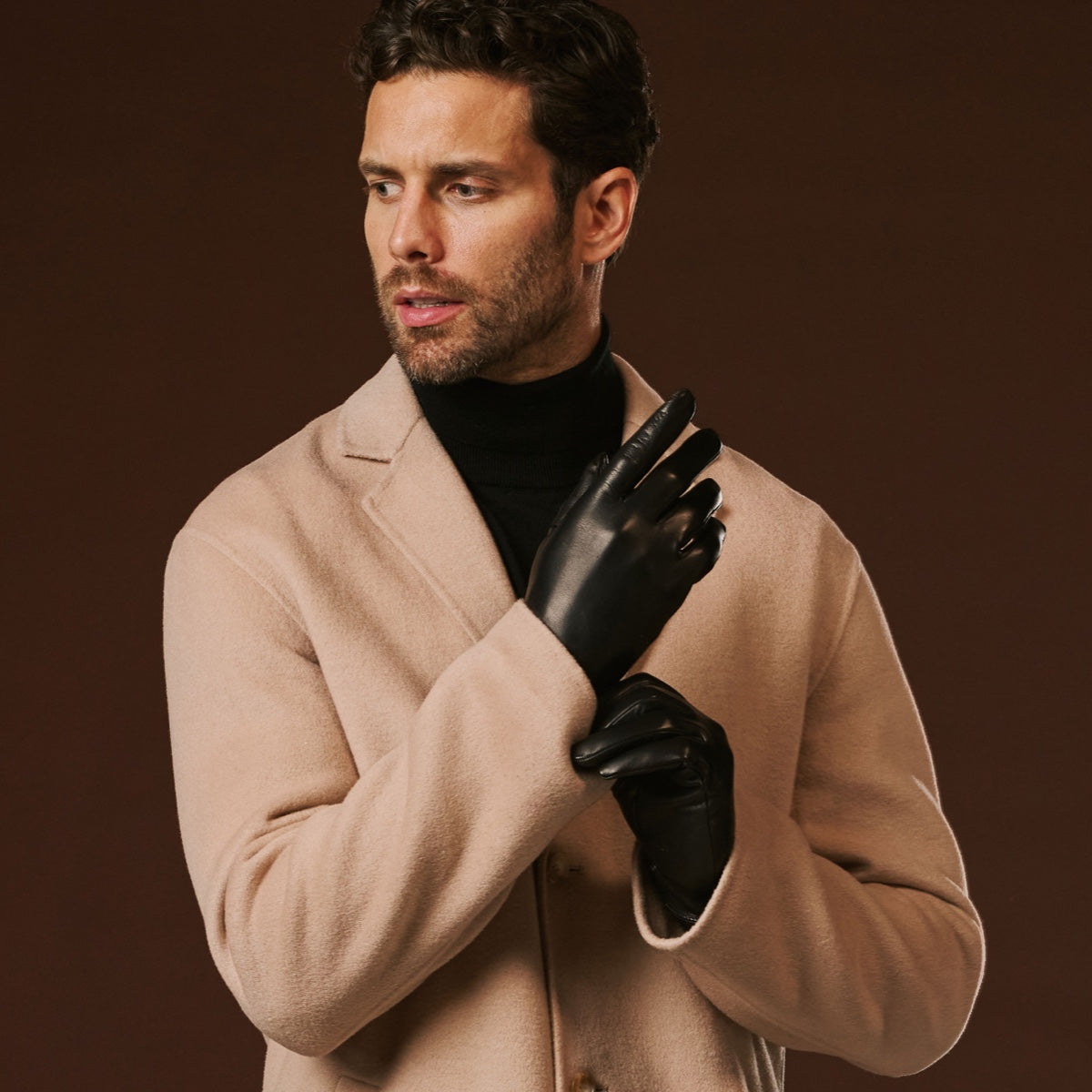 Fabio (black) – Men's classic Italian lambskin leather gloves with pure silk lining