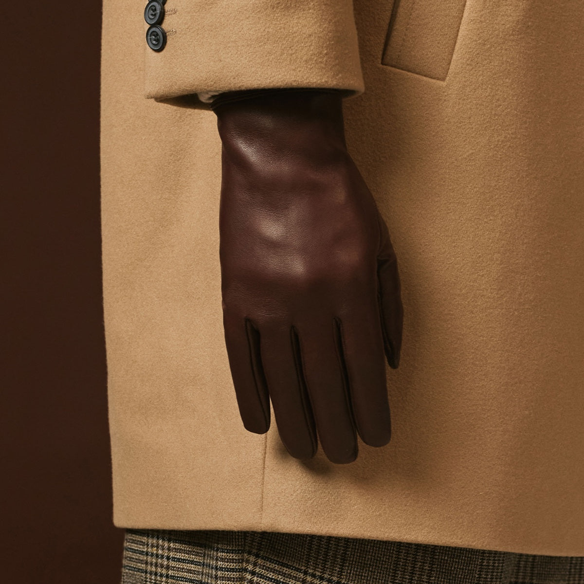 Fabio (brown) – Men's classic Italian lambskin leather gloves with pure silk lining