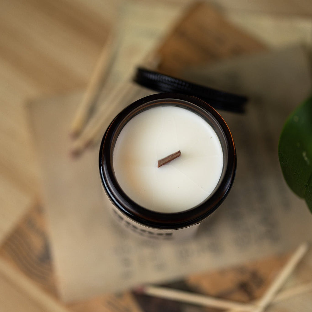Good Vibes Amber Jar Candle 8 oz – Soy Wax Candle, Clean Burning, Non – Toxic, Handmade