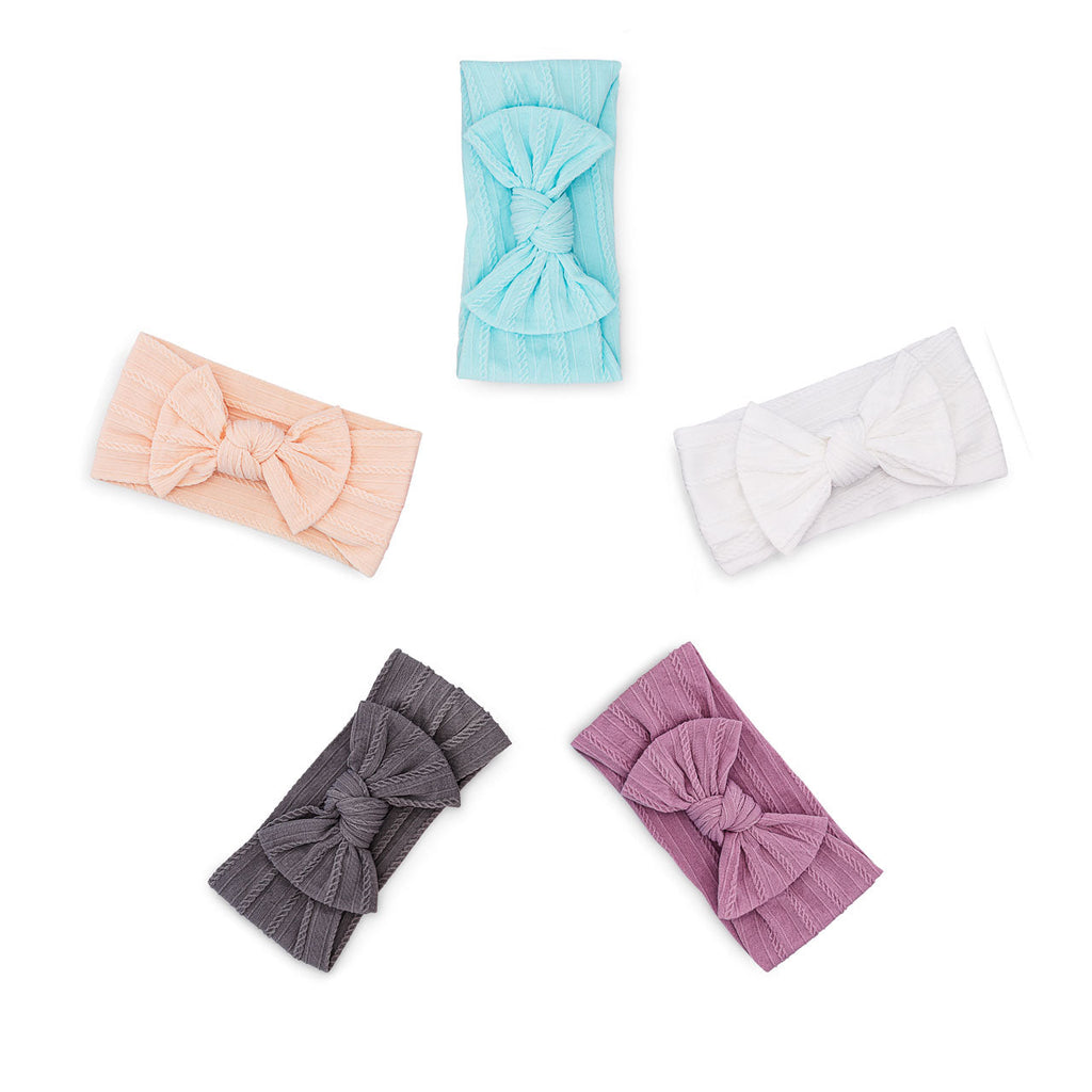 Grace Set – Cable Knit Knotted Headbands – 5 Pack