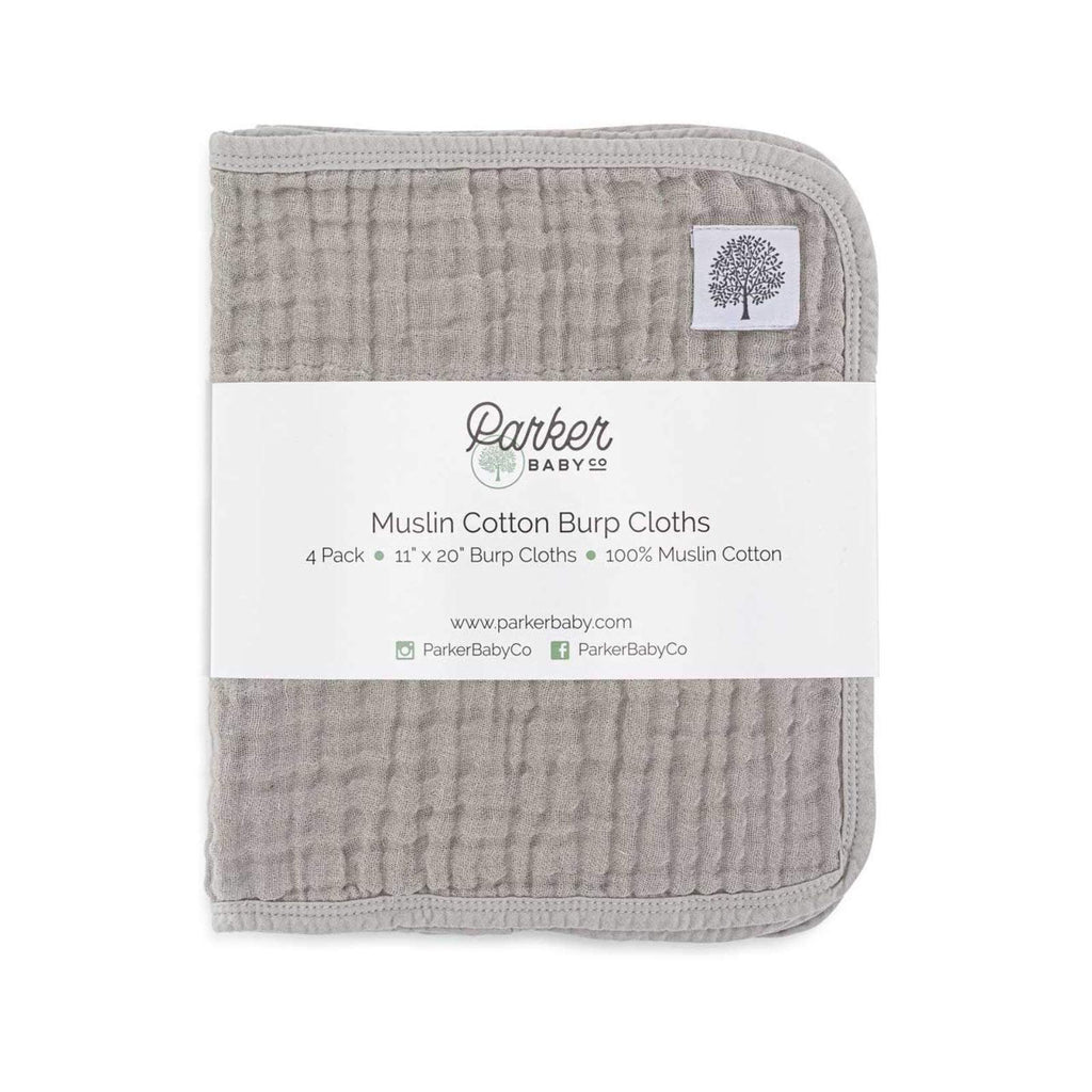 Gray Set – Muslin Burp Cloths (4 Pack)