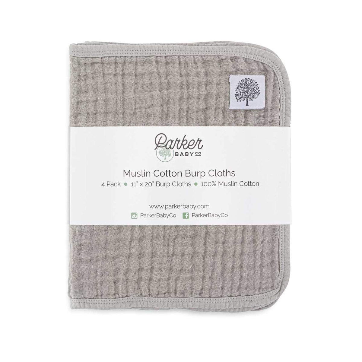 Gray Set – Muslin Burp Cloths (4 Pack)