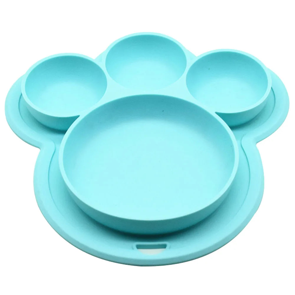 Kids Food – grade Silicone Home Dinner Dish Baby Plate Tableware Bear Paw Shape Children Training Cartoon Bowls Suction