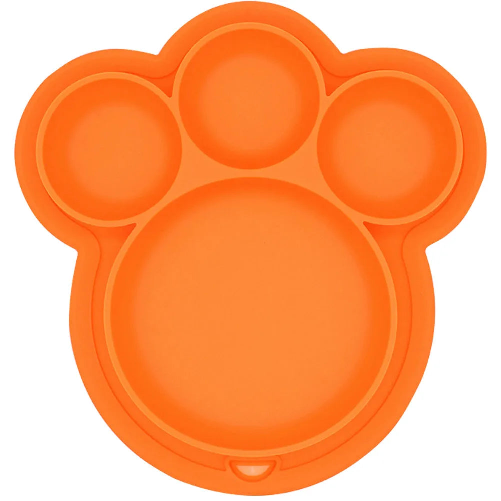 Kids Food – grade Silicone Home Dinner Dish Baby Plate Tableware Bear Paw Shape Children Training Cartoon Bowls Suction