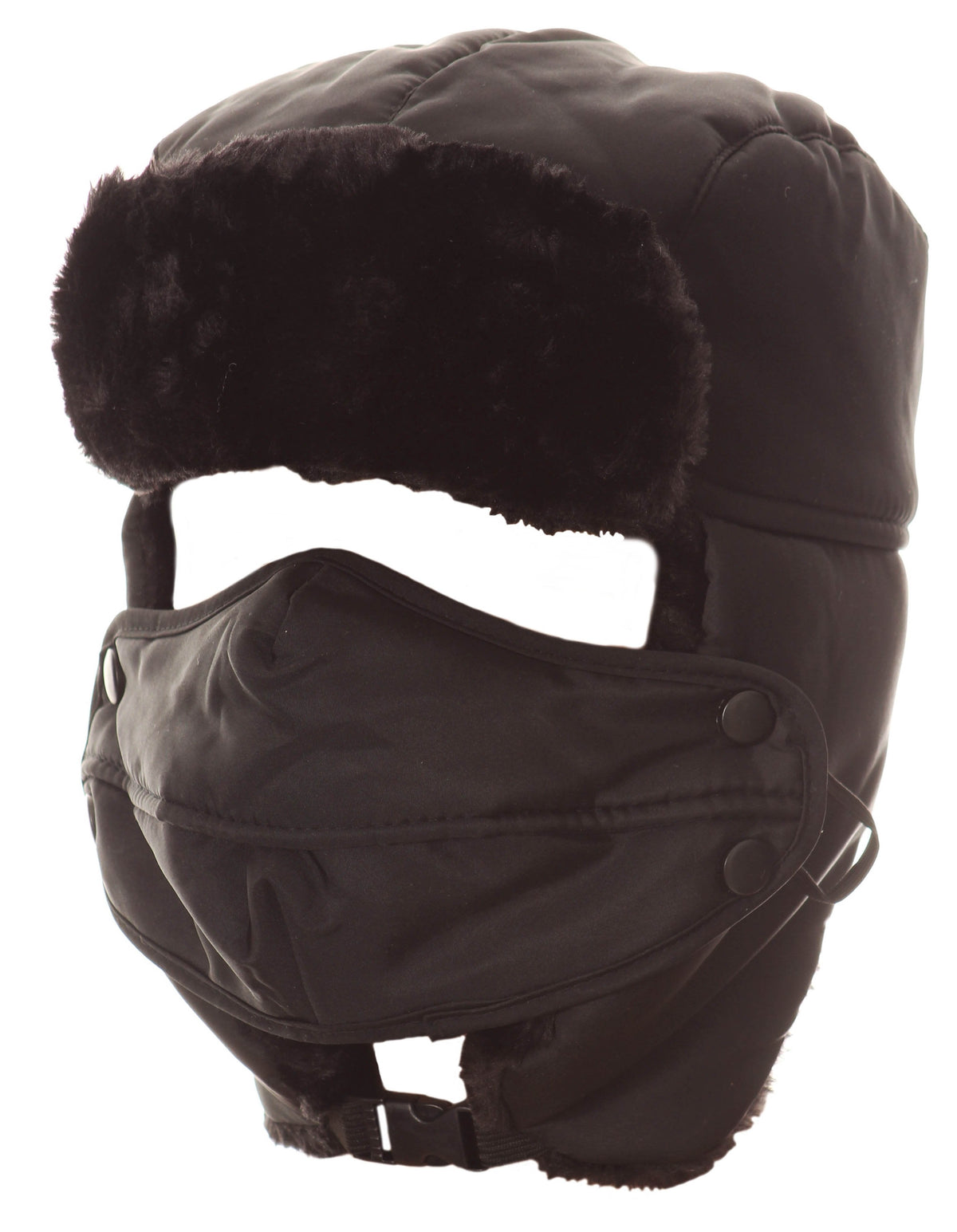 Sakkas Esty Ushanka Trapper Hat Adjustable Buckle Faux Fur Lined Winter Aviator Russian Hat Removable Mask for Men & Wom
