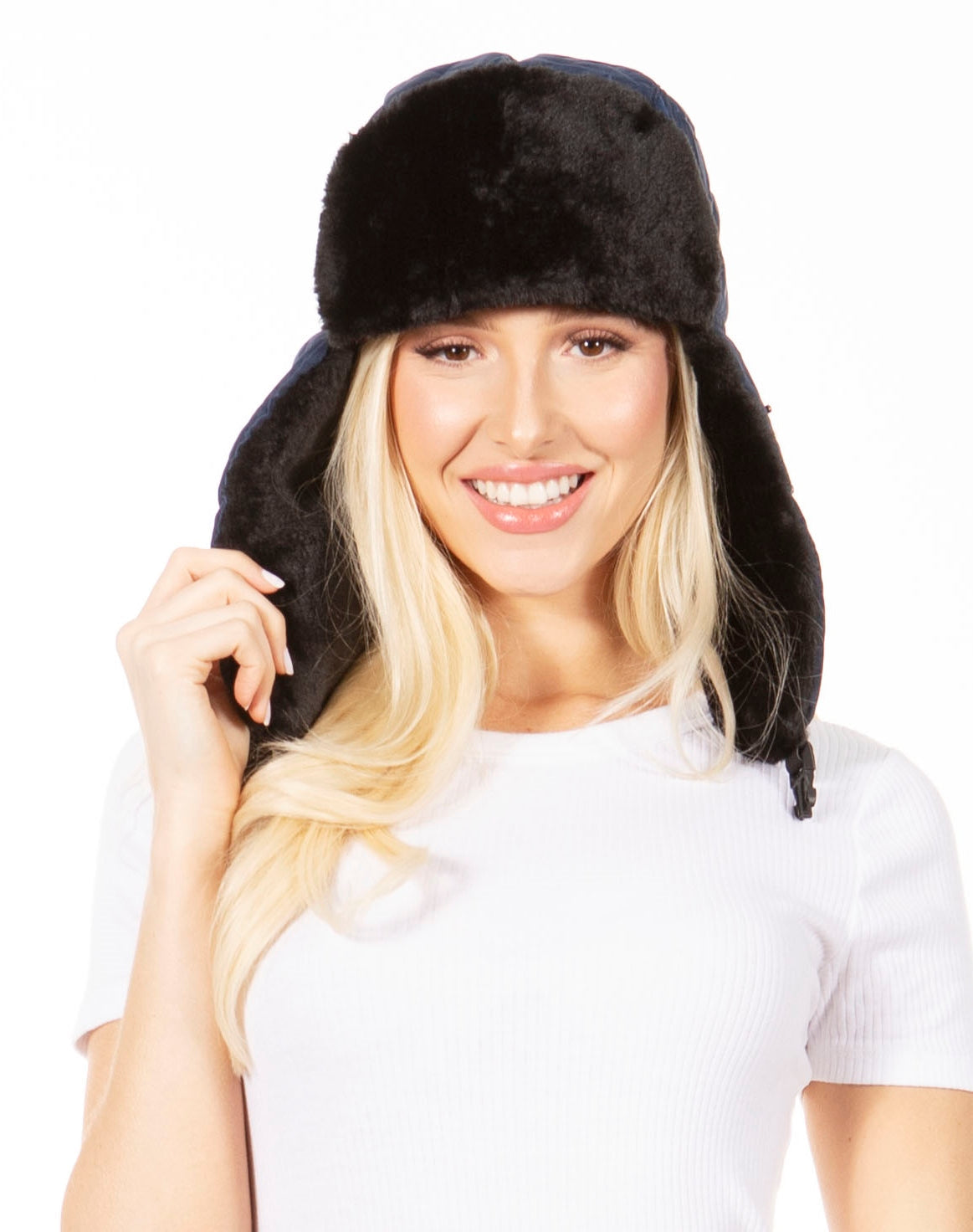 Sakkas Esty Ushanka Trapper Hat Adjustable Buckle Faux Fur Lined Winter Aviator Russian Hat Removable Mask for Men & Wom