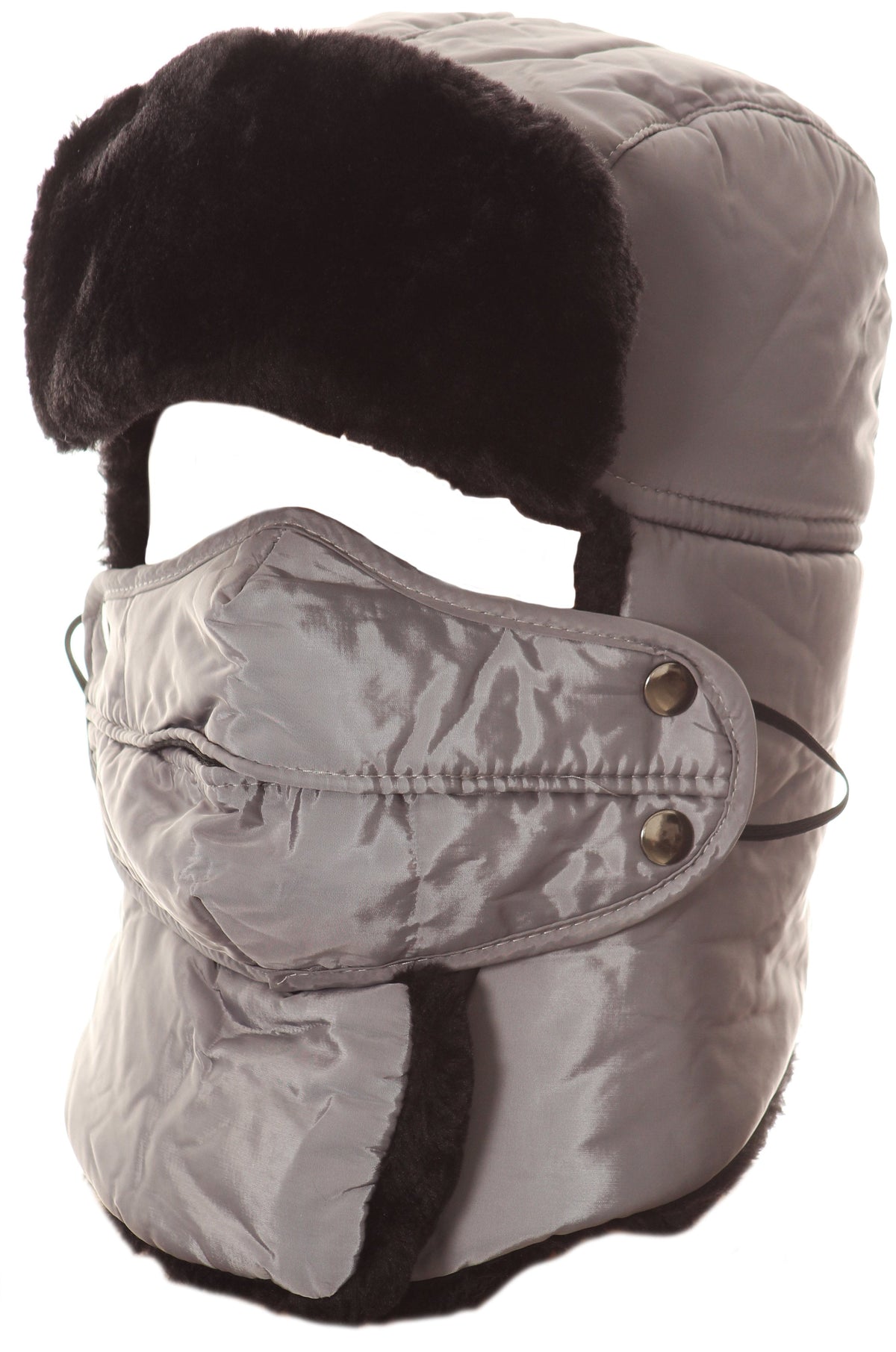 Sakkas Dab Unisex Faux Fur Ushanka Trapper Hat Chin Strap Removable Mask Russian Aviator Trooper Winter Hat for Men & Wo