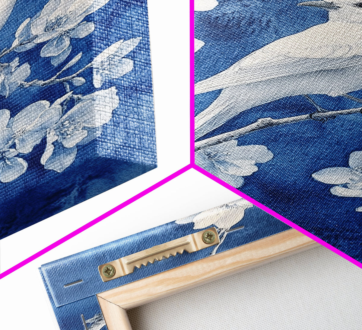 Blue Botanial Wall Art Chinoiserie Wall Art, White Bird, Blue Chinoiserie Home Decor, Botanical Print, Bird Painting, Fr