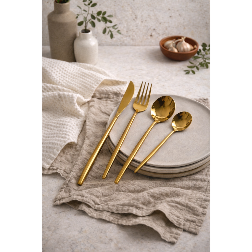 Monaco Gold Flatware Set – 16 Piece