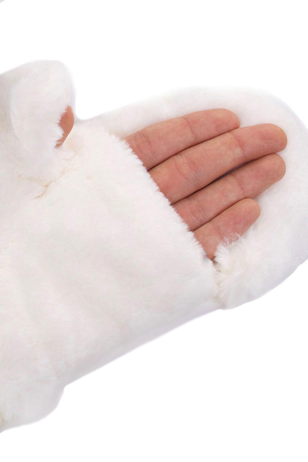 C.C Faux Fur Pop Top Mittens Gloves Shepherd Lining – Ivory
