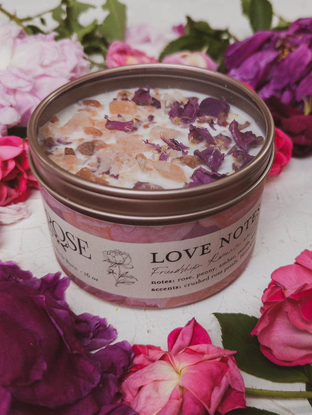LOVE NOTES Rose + Pink Salt Candle