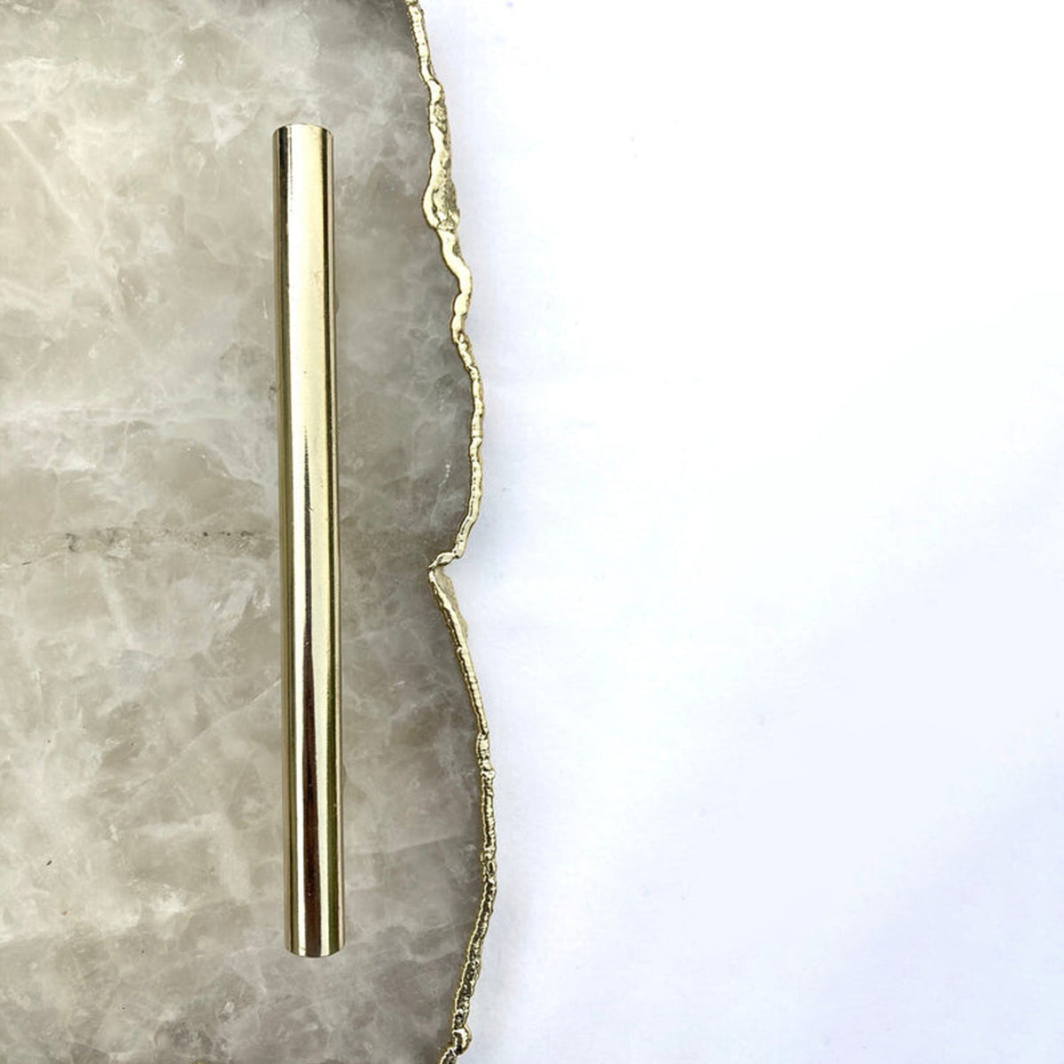 Large White Agate Serving Tray With Brass Handles/Personalized