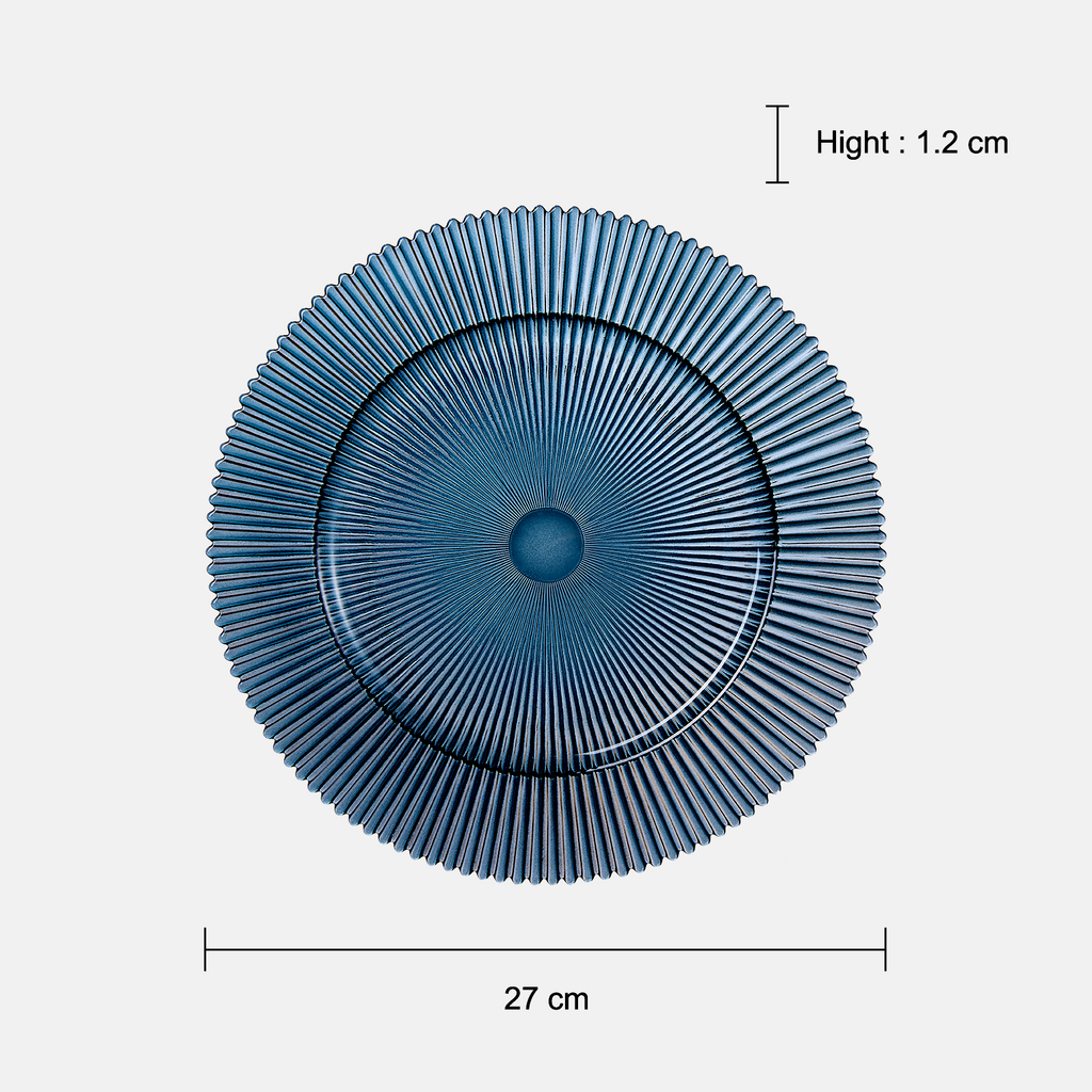 Tonal Ribbed Glass Plate, Set of 6