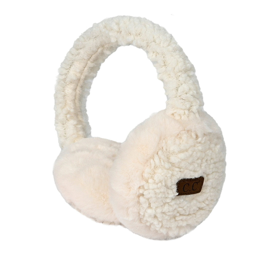 C.C Faux Fur Sherpa Earmuffs – New Ivory