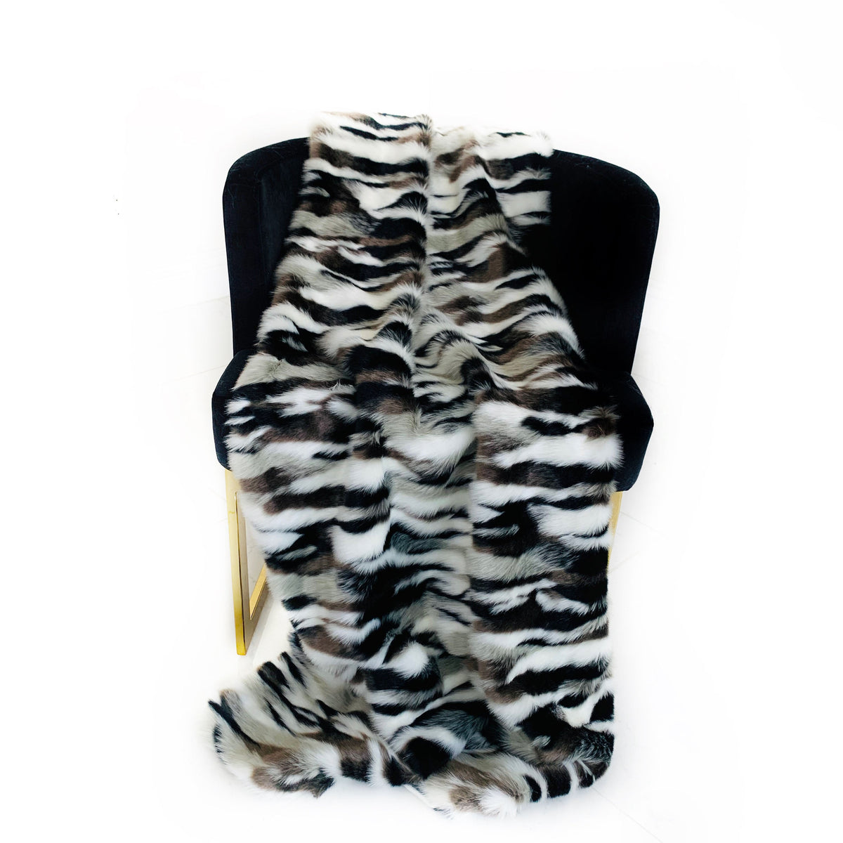Plutus Black, White Zebra Faux Fur Luxury Throw Blanket