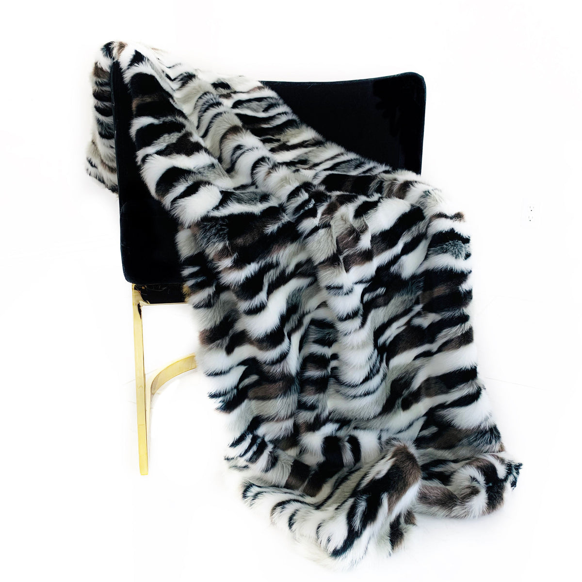 Plutus Black, White Zebra Faux Fur Luxury Throw Blanket
