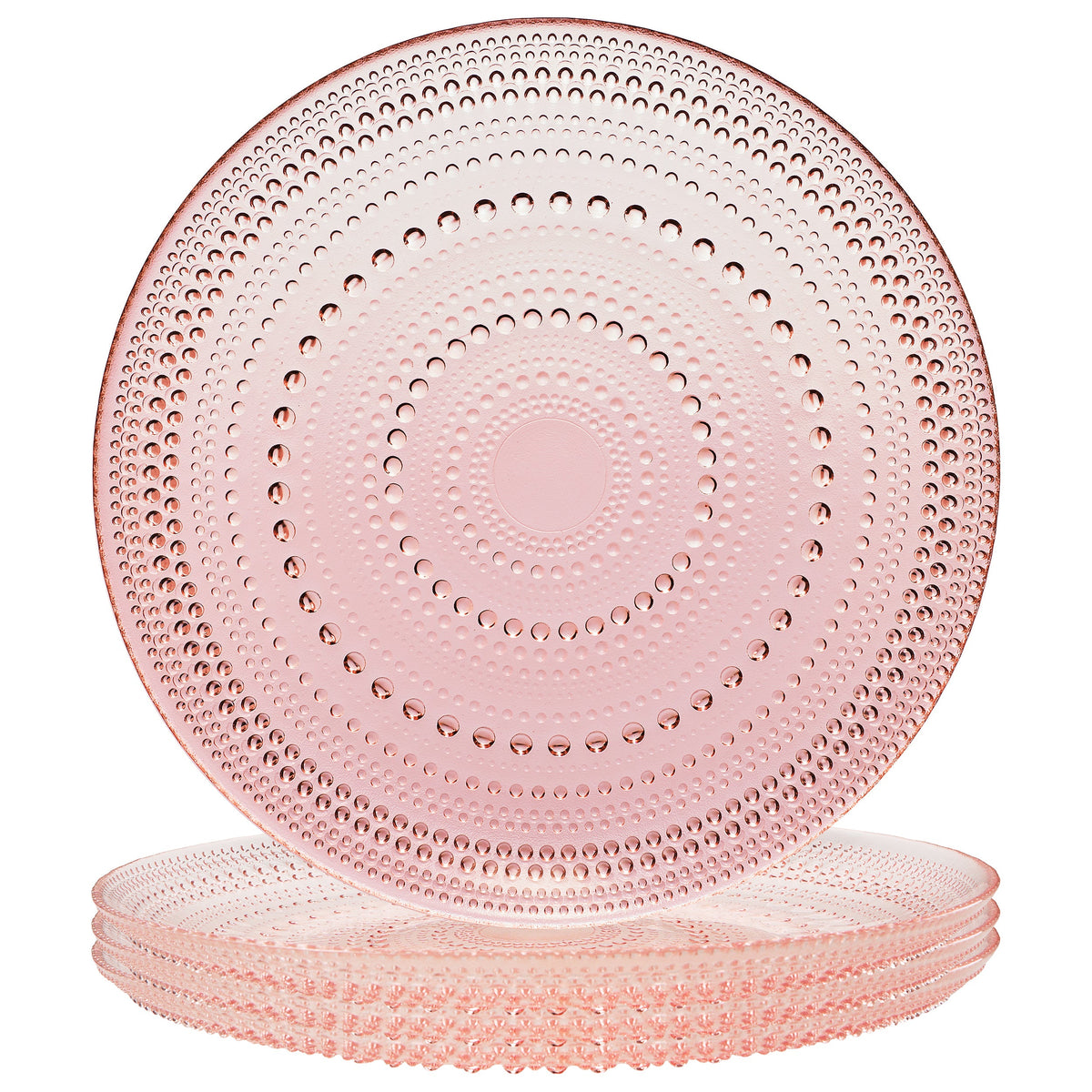 Blush Pink Hobnail Glass Dinner Plates, Set of 4, 10.6 – Inch