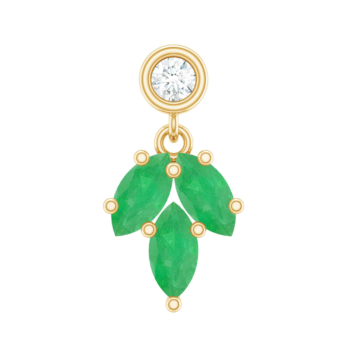 Marquise Emerald Leaf Earring for Helix Piercing