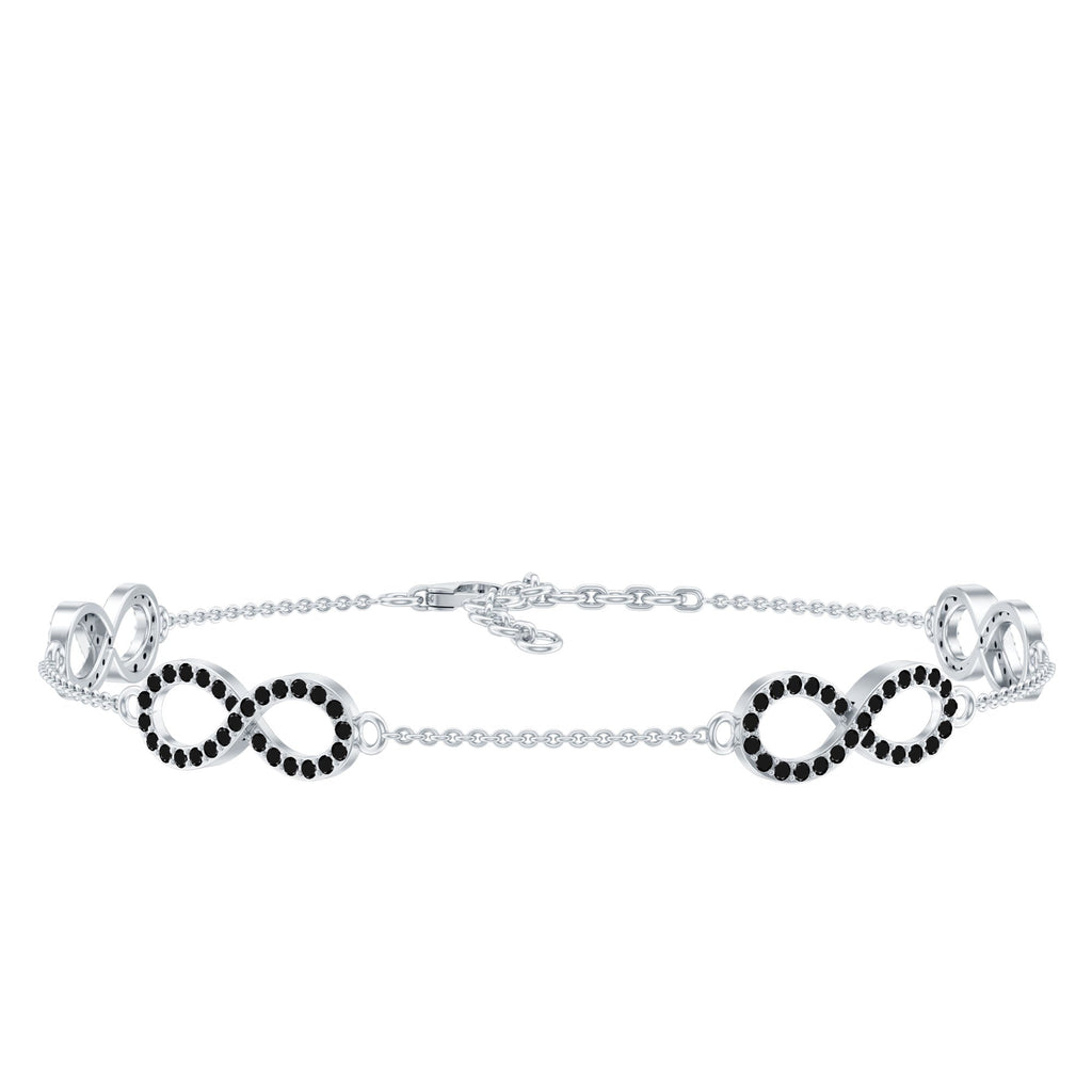 Certified Lab Grown Black Diamond Infinity Chain Bracelet