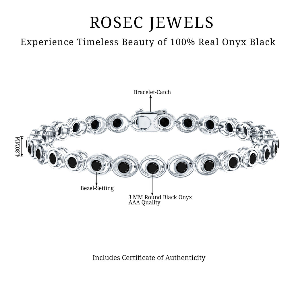 Real Black Onyx Tennis Bracelet with Certificate