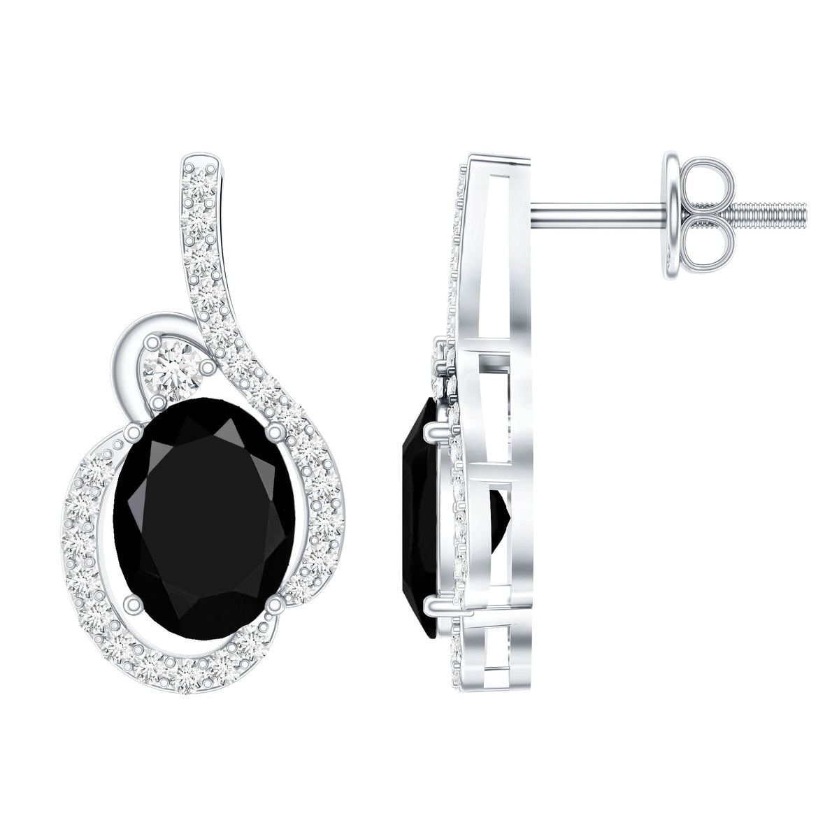 Classic Lab Grown Black Diamond Designer Stud Earrings