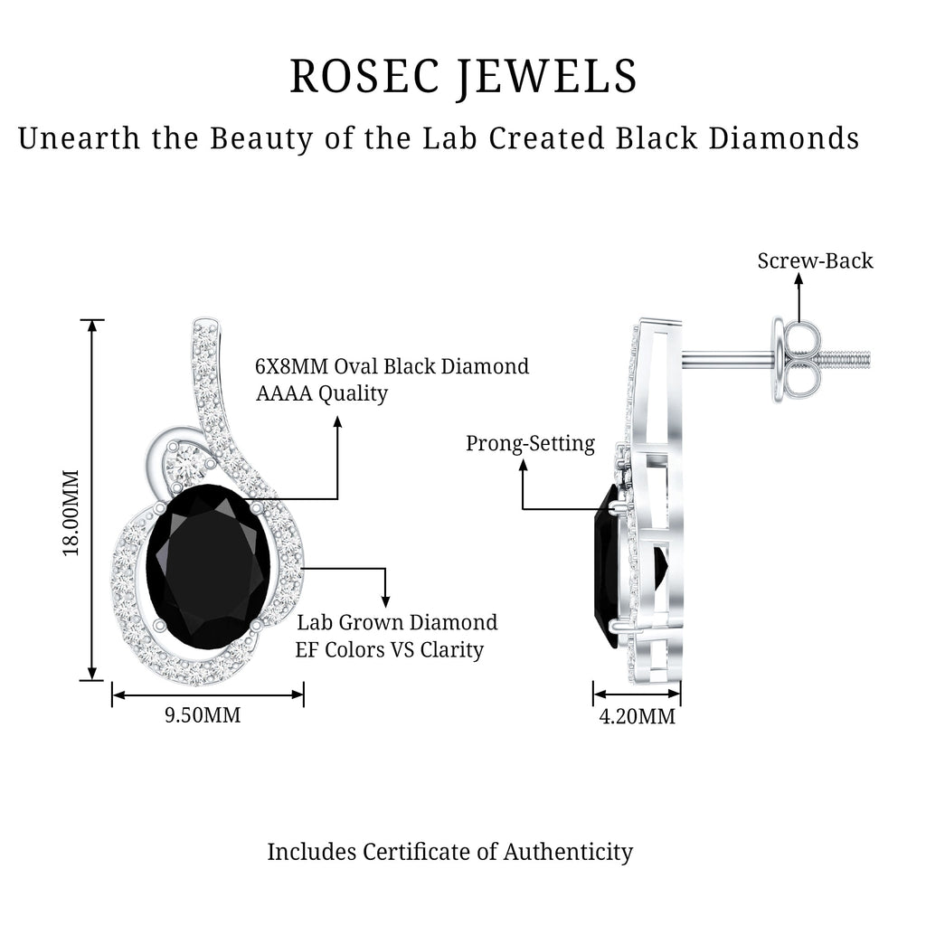 Classic Lab Grown Black Diamond Designer Stud Earrings
