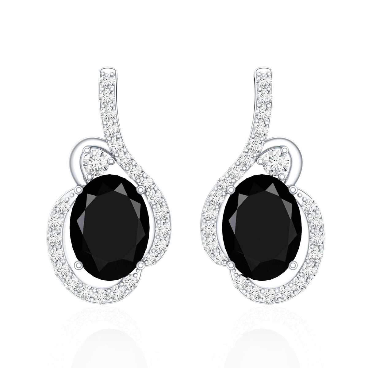 Classic Lab Grown Black Diamond Designer Stud Earrings