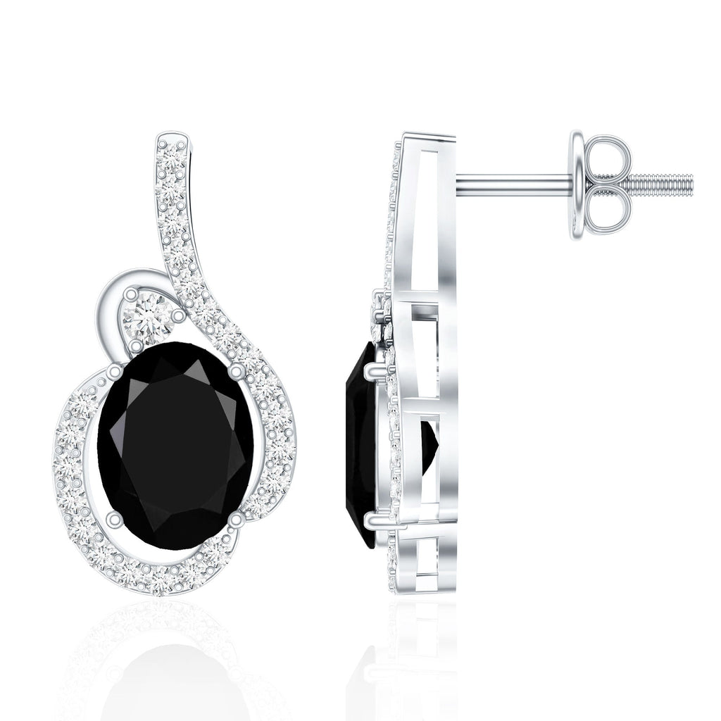 Classic Lab Grown Black Diamond Designer Stud Earrings
