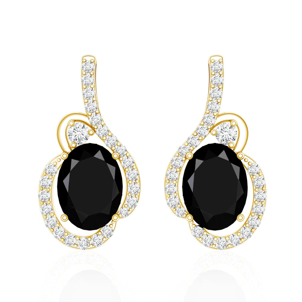 Classic Lab Grown Black Diamond Designer Stud Earrings