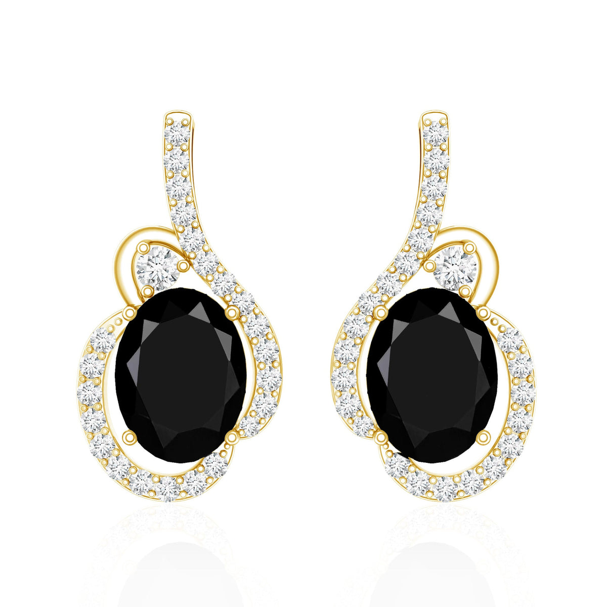 Classic Lab Grown Black Diamond Designer Stud Earrings