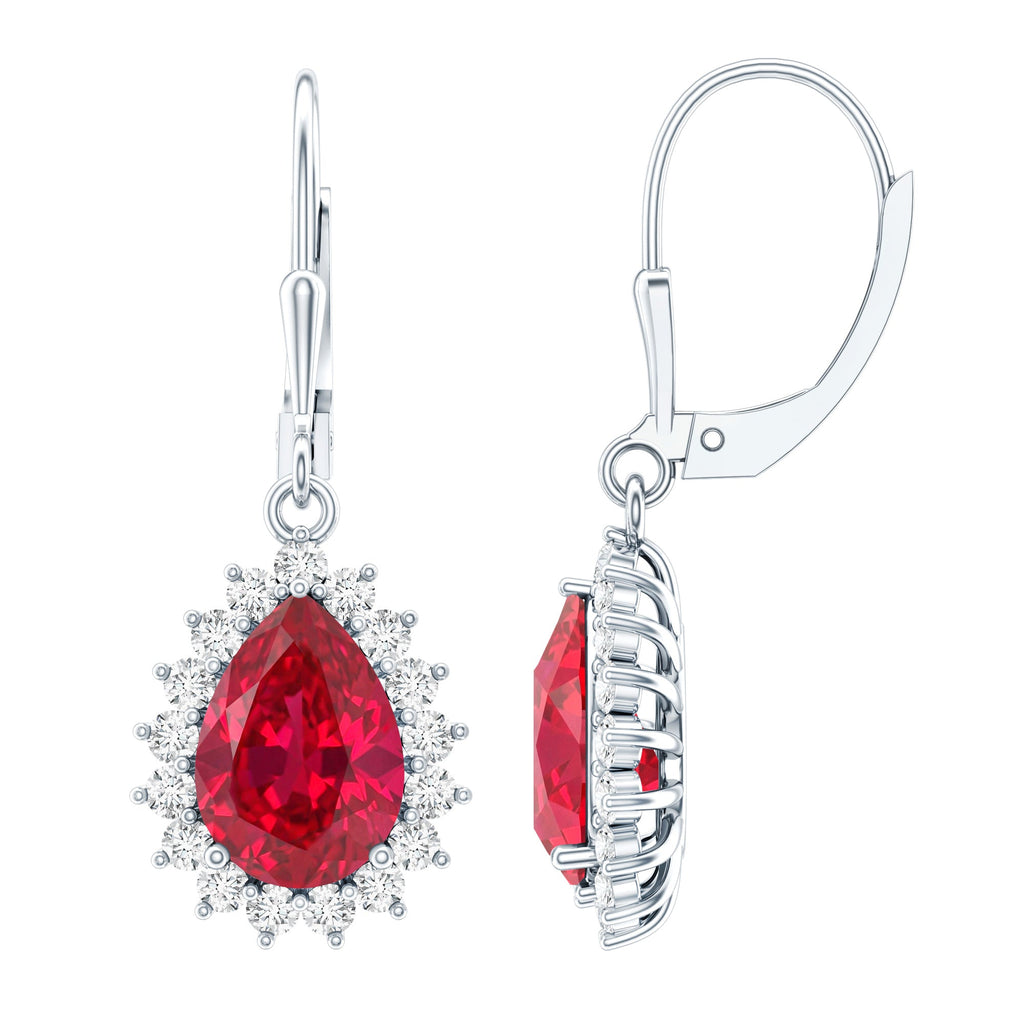 Certified 5.8 Carat Lab Created Ruby Dangle Earrings For Women
