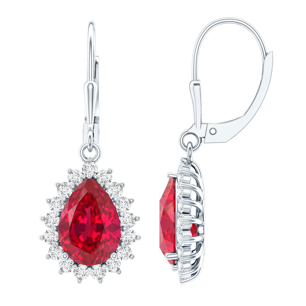 Certified 5.8 Carat Lab Created Ruby Dangle Earrings For Women