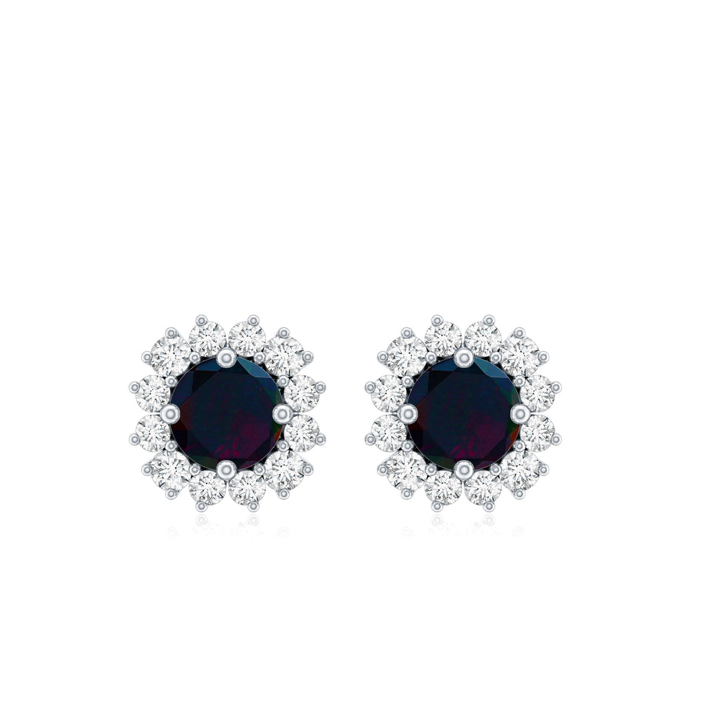 Genuine Black Opal Diamond Earrings with Screw Back