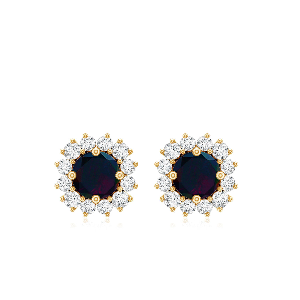 Genuine Black Opal Diamond Earrings with Screw Back