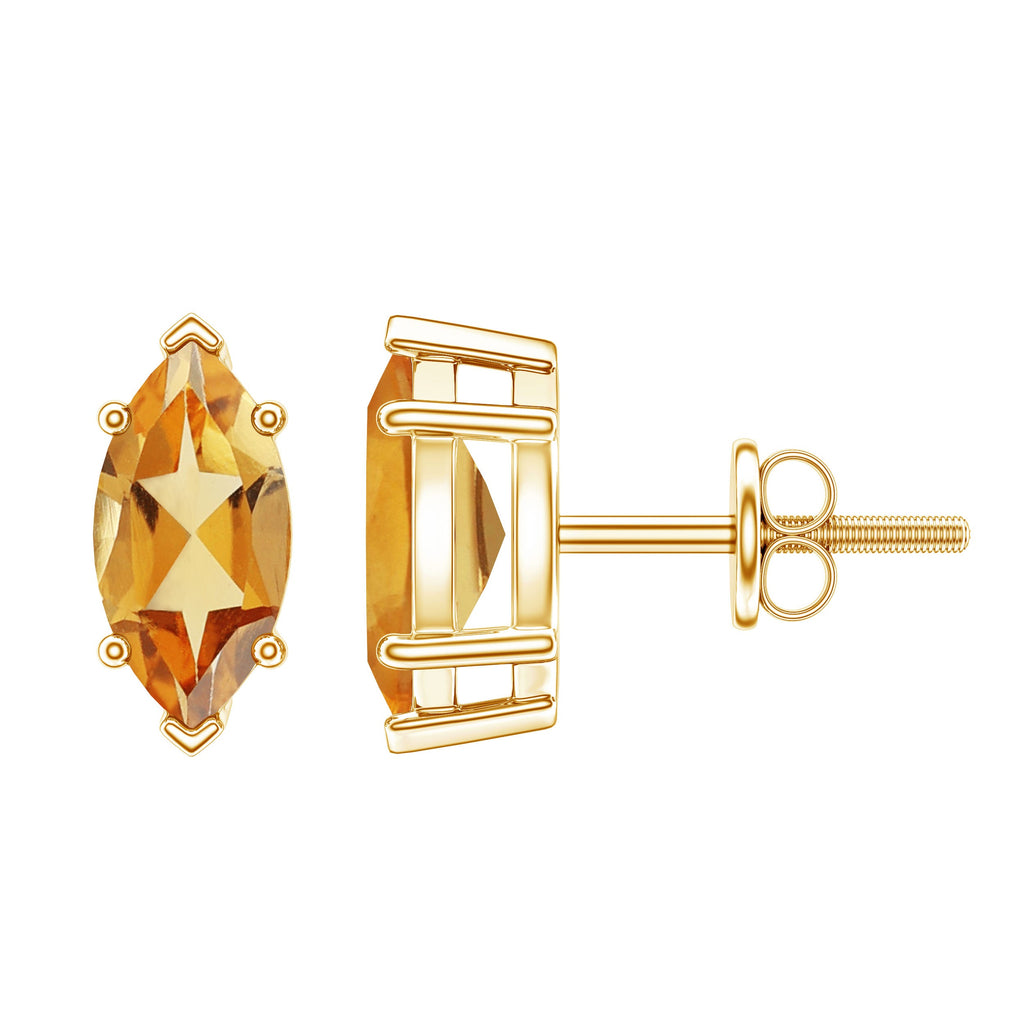Natural 1.48 Carat Marquise Cut Citrine Stud Earrings