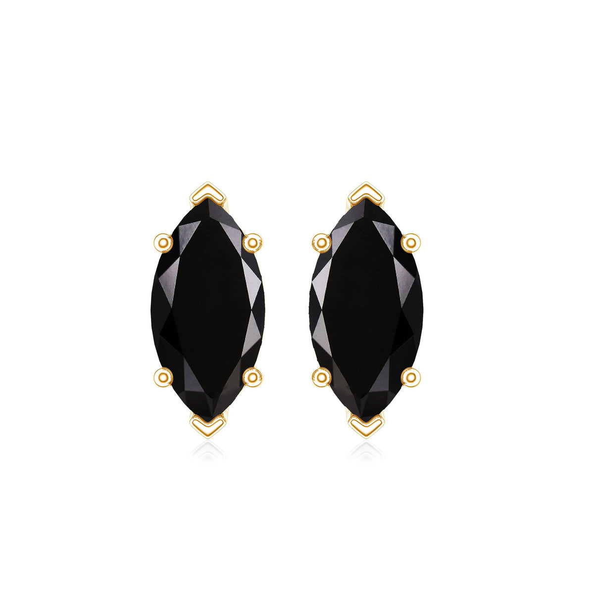 Genuine Black Onyx Marquise Stud Earrings with Certificate