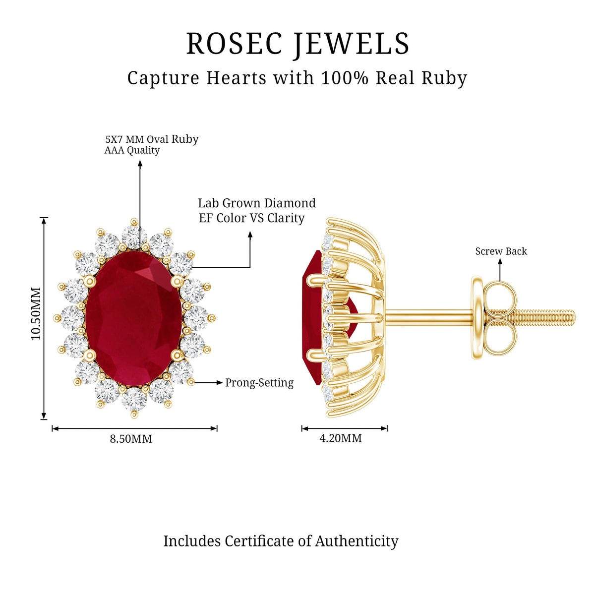 Natural 2 Carat Ruby Stud Earrings With Diamond Halo