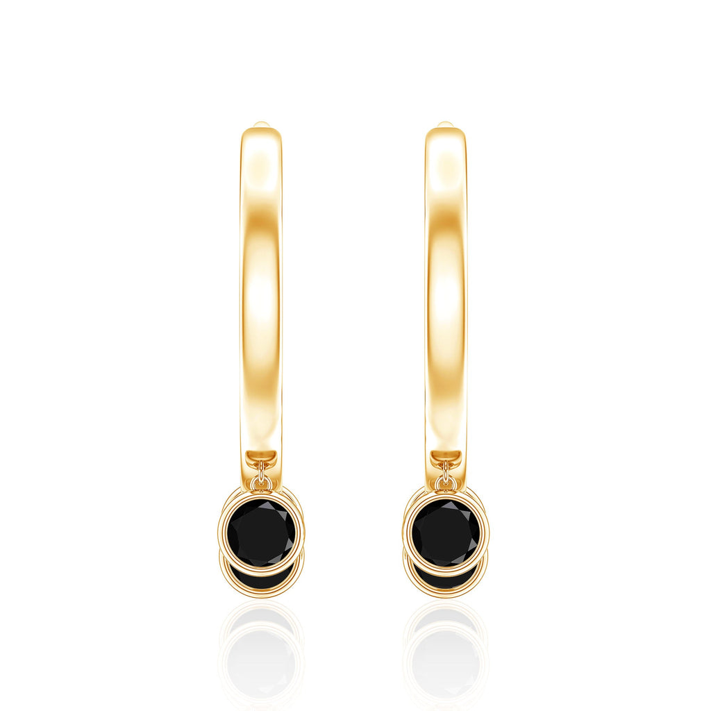 Genuine Black Onyx Hinged Hoop Drop Earrings