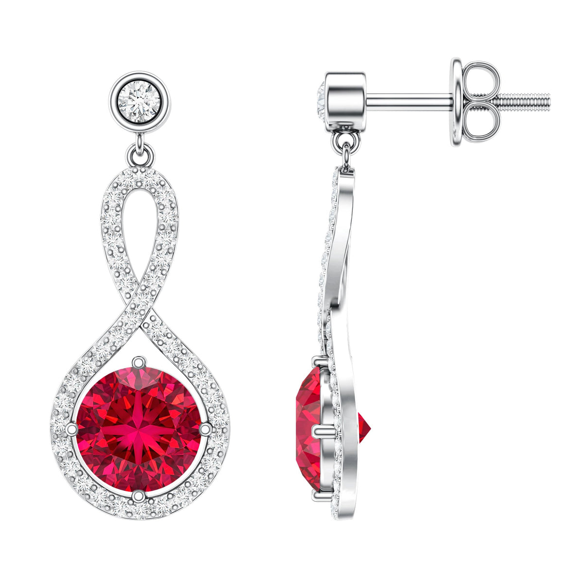 Lab Grown Ruby Diamond Drop Earrings