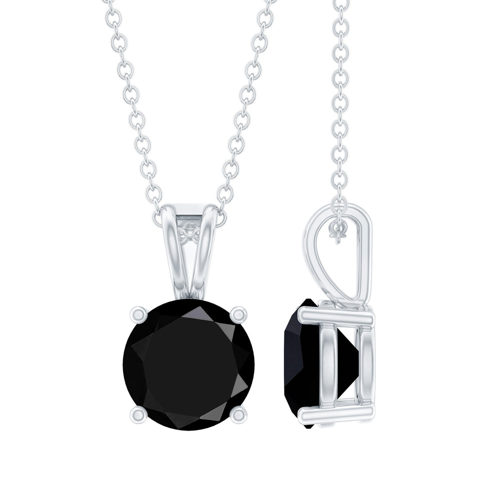 Certified 2 Carat Lab Created Black Diamond Solitaire Pendant in Silver