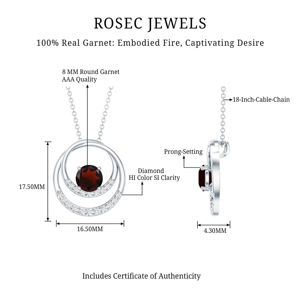 Garnet and Diamond Promise Eternity Pendant Necklace