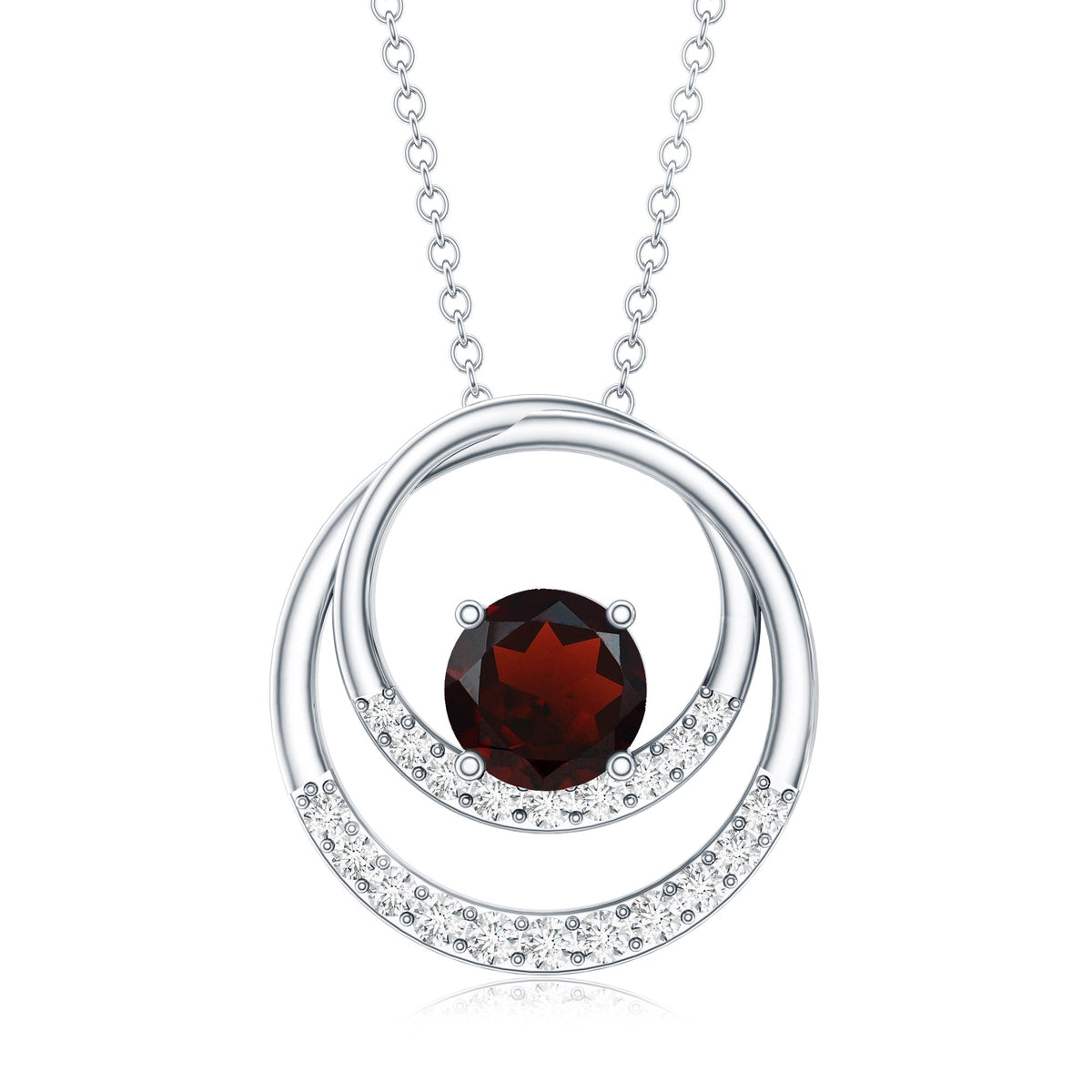 Garnet and Diamond Promise Eternity Pendant Necklace