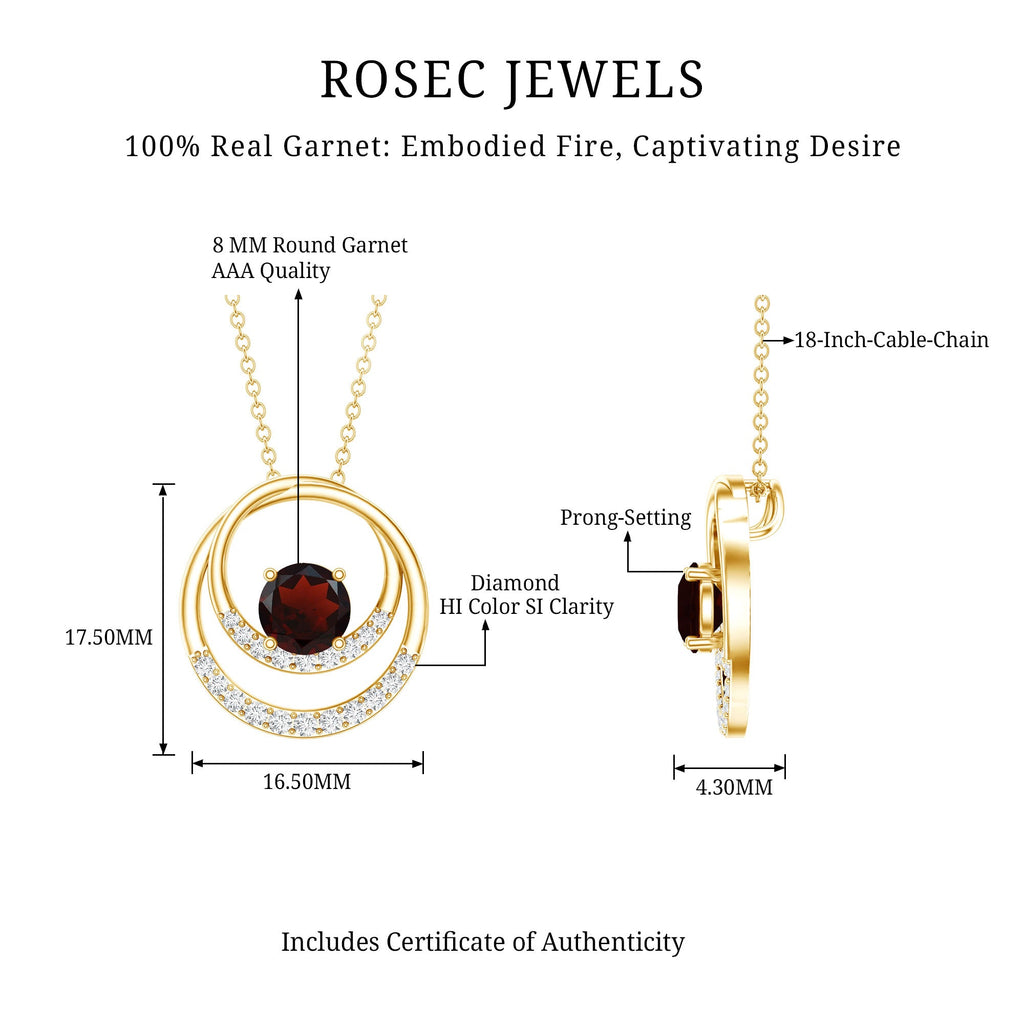 Garnet and Diamond Promise Eternity Pendant Necklace