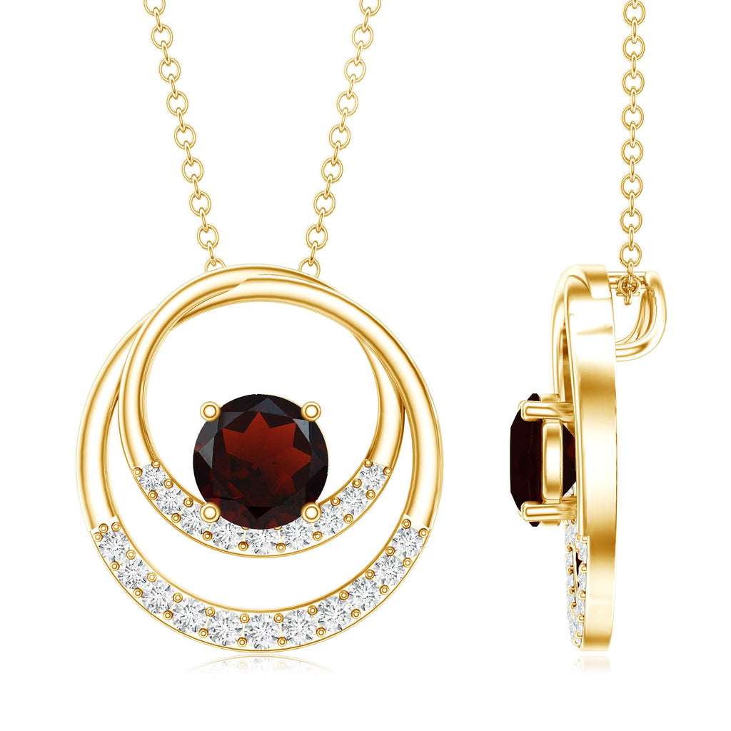 Garnet and Diamond Promise Eternity Pendant Necklace